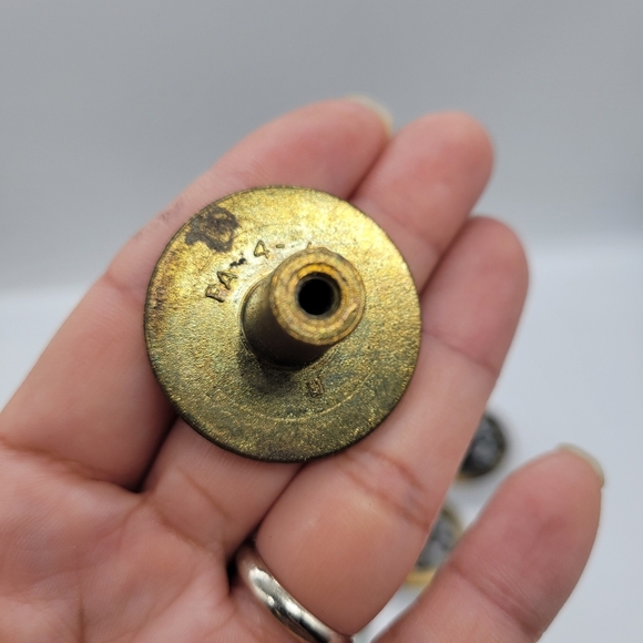 Vintage Lot of 9 Mixed Knobs Gold Tone Round Screws Allison Drawers Metal Round - Picture 3 of 11